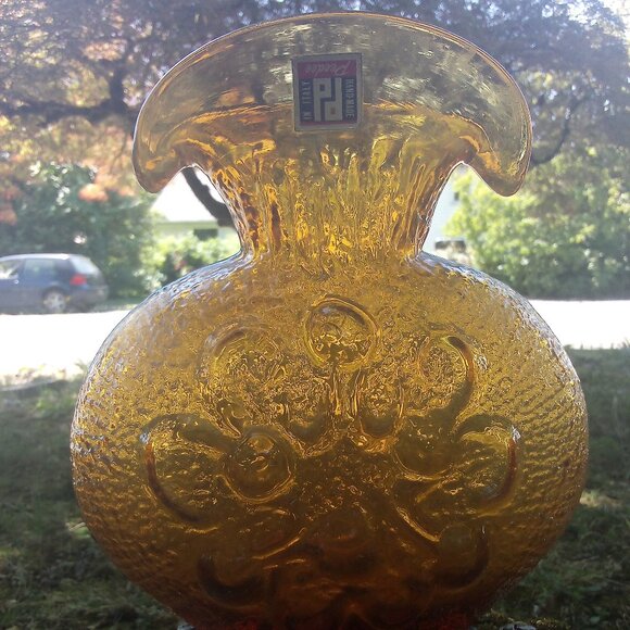 Peedee Other - Vintage MCM Wayne Husted Stelvia Amber Antigua Art Glass Vase Amber